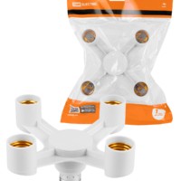 Переходник Е27-4хЕ27, белый, TDM