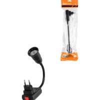 Переходник вилка-Е27 гибкий 150 мм с выключателем, черный, TDM