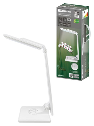 Светильник светодиодный настольный  СН-360, складной, сенсор-диммер, 220 В, 10 Вт, 5300 К белый TDM