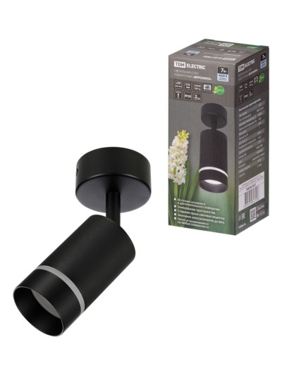Светильник-спот поворотный LED, 7 Вт, 230 В, 50 Гц, 4000К, IP20, “Вероника”, черный, TDM