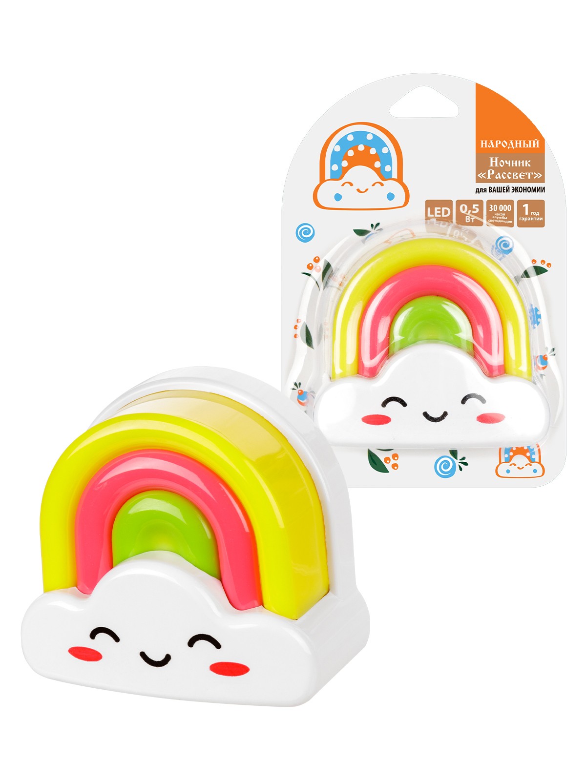 Ночник "Лютик" с выключателем, 0,5 Вт, розовый, 220 В Народный