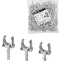 Крепеж-клипса для трубы 20 мм с дюбелем (100 шт.) серая TDM