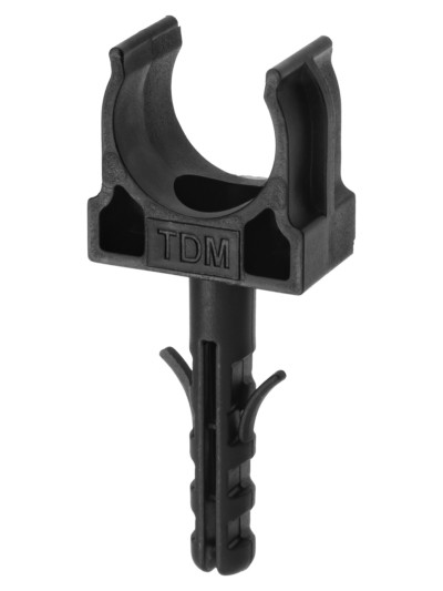 Крепеж-клипса для трубы 16 мм с дюбелем (100 шт.) черная TDM — изображение 2