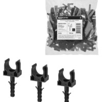 Крепеж-клипса для трубы 16 мм с дюбелем (100 шт.) черная TDM