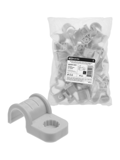 Крепеж-скоба для трубы 16 мм односторонняя для прямого монтажа (50 шт.) серая TDM