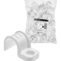 Крепеж-скоба для трубы 25 мм односторонняя для прямого монтажа (50 шт.) белая TDM