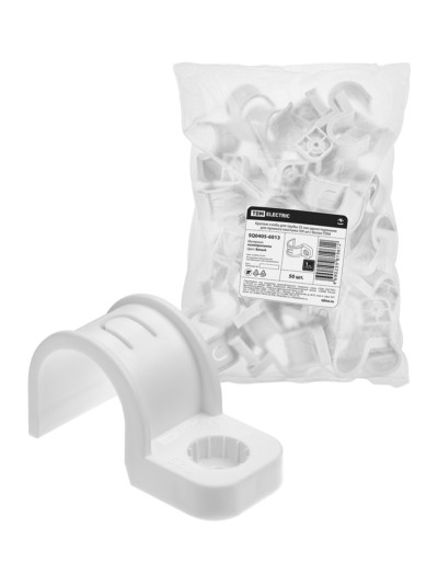 Крепеж-скоба для трубы 25 мм односторонняя для прямого монтажа (50 шт.) белая TDM