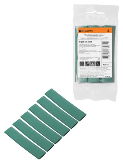 Набор трубок термоусаживаемых, клеевых ТТкНГ(3:1) “Моноцвет, зеленый 12,7/4,3 TDM”