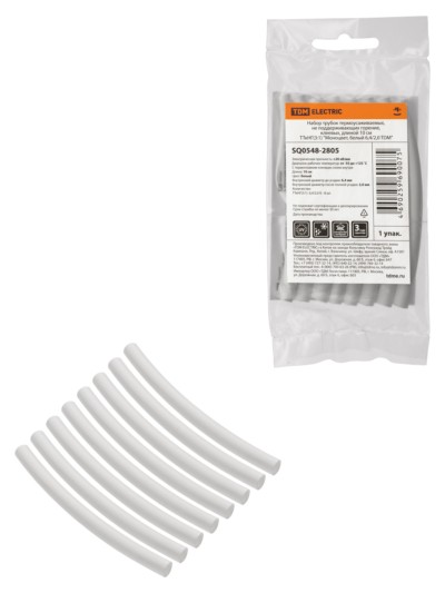 Набор трубок термоусаживаемых, клеевых “Моноцвет, белый 6,4/2,0 TDM”