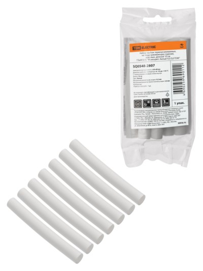 Набор трубок термоусаживаемых, клеевых “Моноцвет, белый 9,5/3,0 TDM”