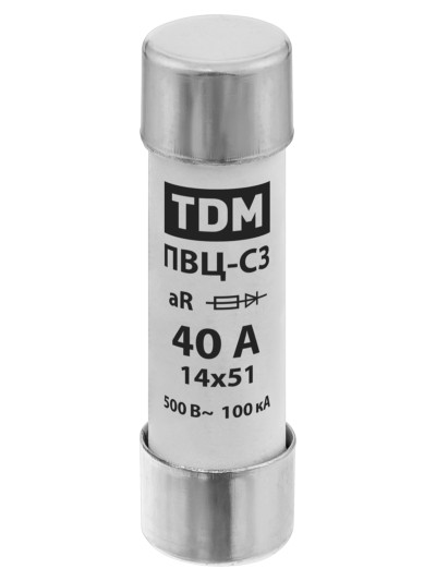 Плавкая вставка ПВЦ-С3 14х51 aR (быстродействующая) 40А TDM — изображение 2