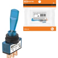 Выключатель-тумблер ASW-13D 1P 12В AC/DC 20А (3c) ON-OFF с фиксацией с синей LED подсветкой TDM