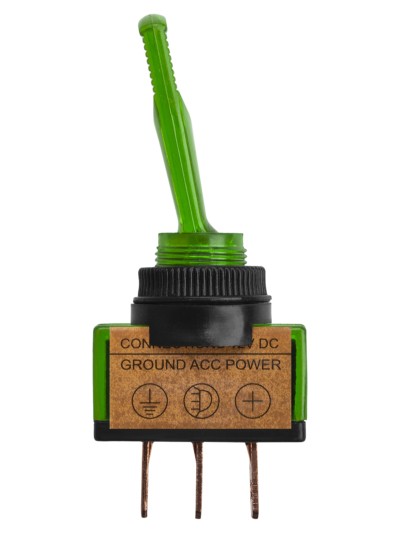 Выключатель-тумблер ASW-13D 1P 12В AC/DC 20А (3c) ON-OFF с фиксацией с зеленой LED подсветкой TDM — изображение 4