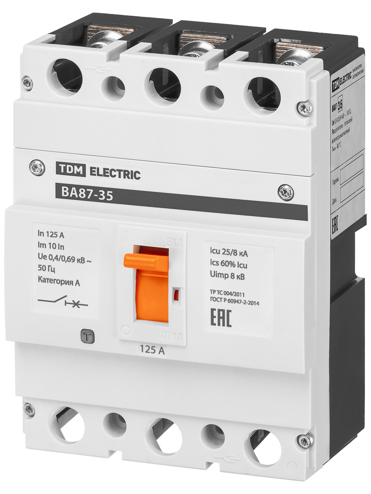 Выключатель ВА 3Р 125А 25кА TDM — изображение 2