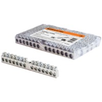 Шина “N” нулевая 6х9мм 14/1 (14групп/крепеж по центру) никелированная TDM