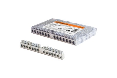 Шина “N” нулевая 6х9мм 14/1 (14групп/крепеж по центру) никелированная TDM