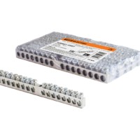 Шина “N” нулевая 6х9мм 16/1 (16 групп/крепеж по центру) никелированная TDM