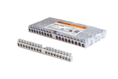 Шина “N” нулевая 6х9мм 18/1 (18 групп/крепеж по центру) никелированная TDM