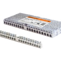 Шина “N” нулевая 6х9мм 20/1 (20 групп/крепеж по центру) никелированная TDM