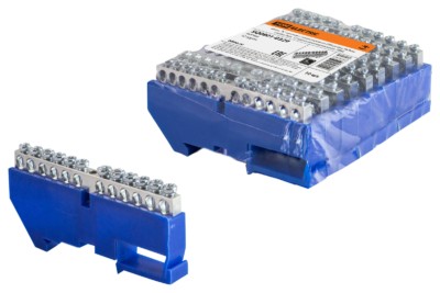 Шина “N” нулевая с изолятором на DIN-рейку 6×9мм стойка бол. 12 групп никелированная TDM