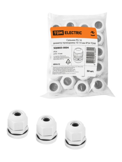 Кабельный ввод PG16 д.п.10-14мм IP54 TDM
