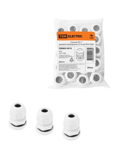 Кабельный ввод PG7 д.п.3,5-6мм IP54 TDM