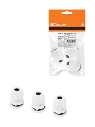 Кабельный ввод PG7 д.п.3-6мм IP54 по 3 шт. TDM