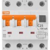 Выключатель АВДТ 63 4P(3Р+N) C25 100мА 6кА тип А TDM