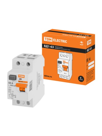 Устройство защитного отключения ВД1-63 2Р 50А 300мА TDM