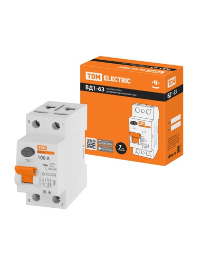 Устройство защитного отключения ВД1-63 2Р 100А 100мА TDM