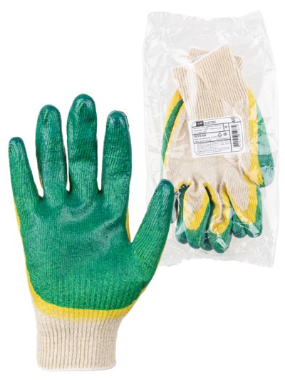 Перчатки х/б с двойным латексным покрытием “ЛАЙТ”, трикотажные, 13, 1 пара, TDM