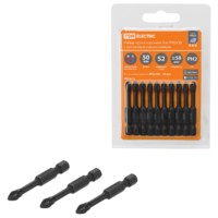 Набор бит PH2x50, односторонних, сталь S2, Е 1/4″, намагниченные, торсионные, 10 шт., «Алмаз» TDM