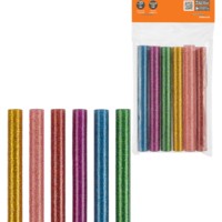 Клеевые стержни универсальные цветные с блестками, 11 мм x 100 мм, набор 6 шт, “Алмаз” TDM