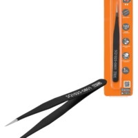 Пинцет прецизионный прямой 122 мм, острое жало, нерж., антистатич. покр., блистер, “Рубин” TDM