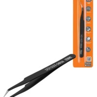 Пинцет прецизионный изогнутый 110 мм, острое жало, нерж., антистатич. покр., блистер, “Рубин” TDM