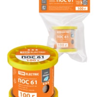 Припой ПОС 61, трубка с канифолью, ГОСТ 21931-76, Ø1 мм, 100 г, катушка, инд. упак., “Алмаз” TDM