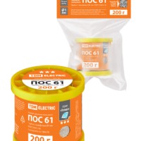 Припой ПОС 61, трубка с канифолью, ГОСТ 21931-76, Ø1 мм, 200 г, катушка, инд. упак., “Алмаз” TDM