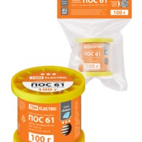 Припой ПОС 61, трубка с канифолью, ГОСТ 21931-76, Ø2 мм, 100 г, катушка, инд. упак., “Алмаз” TDM