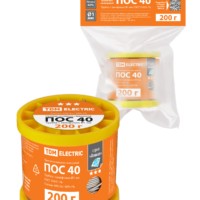 Припой ПОС 40, трубка с канифолью, ГОСТ 21931-76, Ø1 мм, 200 г, катушка, инд. упак., “Алмаз” TDM