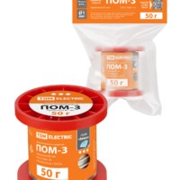 Припой ПОМ-3, проволока, ГОСТ 21931-76, Ø1 мм, 50 г, катушка, инд. упак., “Алмаз” TDM