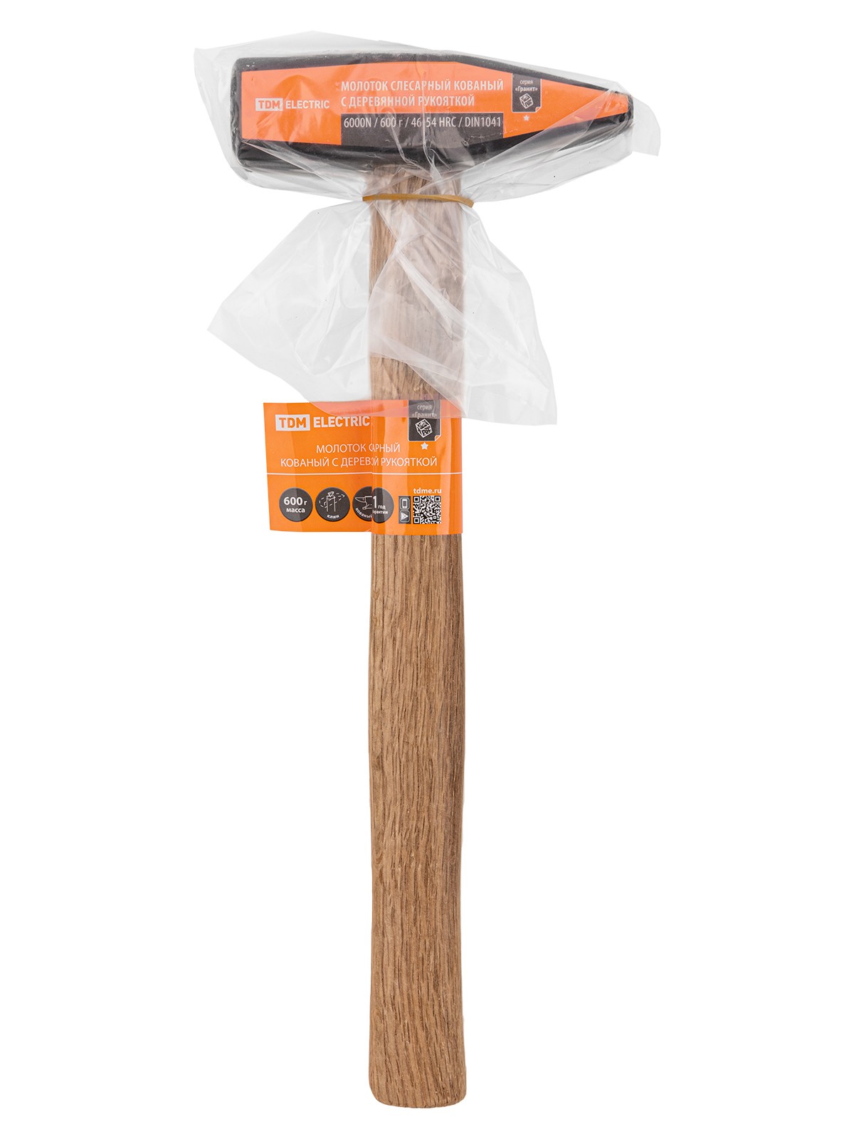 Молоток слесарный, 600 гр, кованый, с деревянной рукояткой "Гранит" TDM — изображение 7