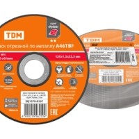 Диск отрезной по металлу, 125х1,2х22,2, тип 41, A46TBF, серия “Рубин”, TDM
