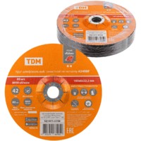 Круг шлифовальный, зачистной по металлу, 180х6х22,2 мм, тип 42, A24RBF, серия “Рубин”, TDM