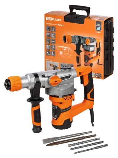 Перфоратор П-1200/26 В, 1200 Вт, 0-1000 об/мин, 0-4600 уд/мин, 4.5 Дж, SDS-Plus, кейс “Алмаз” TDM