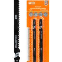 Пилки для электролобзика по дереву, HCS, 75х2,5 мм, чистый рез, T101B, 2 шт, “Рубин”, TDM