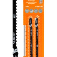 Пилки для электролобзика по дереву, HCS, 75х4 мм, криволинейный рез, T244D, 2 шт, “Рубин”, TDM