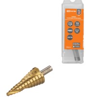 Сверло по металлу ступенчатое, 6-30 мм, 13 ступеней, нитрид., HSS, цилиндр. хв., “Рубин” TDM