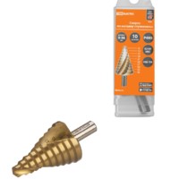 Сверло по металлу ступенчатое, 9-36 мм, 10 ступеней, нитрид., HSS, цилиндр. хв., “Рубин” TDM