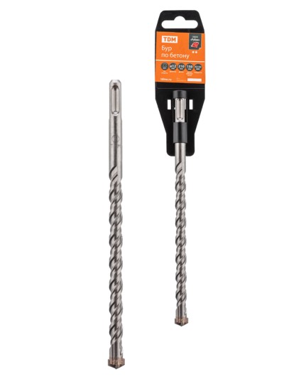 Бур по бетону, 12×210×150 мм, SDS-Plus, 4 резца, пластиковый держатель, 1 шт, “Рубин” TDM
