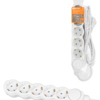 Удлинитель сетевой Люкс УЛ05В с выкл. 5-м 1.5м с/з с з/ш ПВС 3х1мм2 16А/250В бело-серый TDM